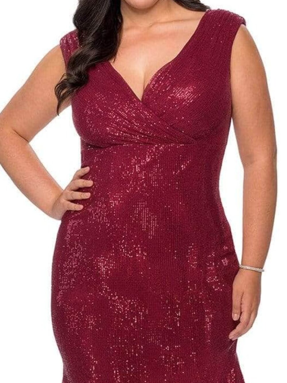 NWT La Femme 28962SC Sequin Prom Dress Red Size 12W - Picture 2 of 4